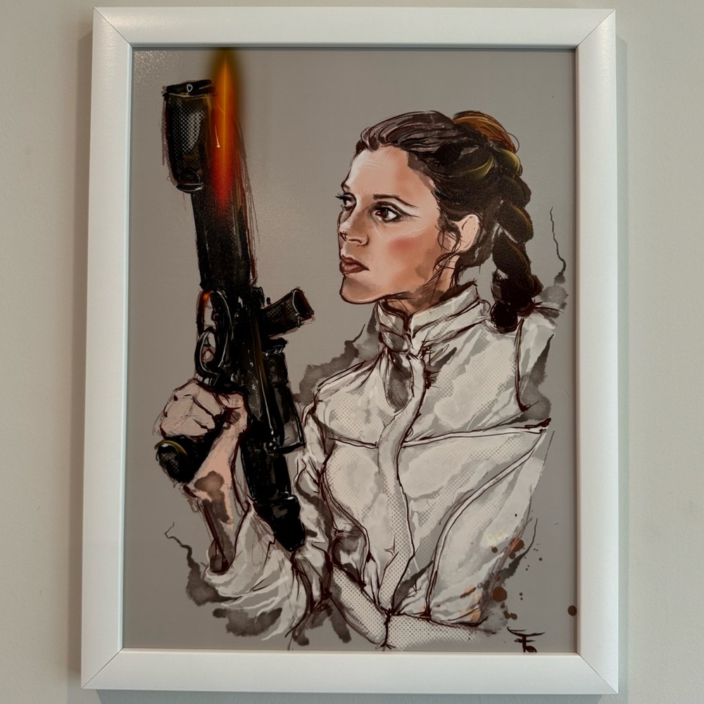 Star Wars Princess Leia Print Framed White 12”x16”